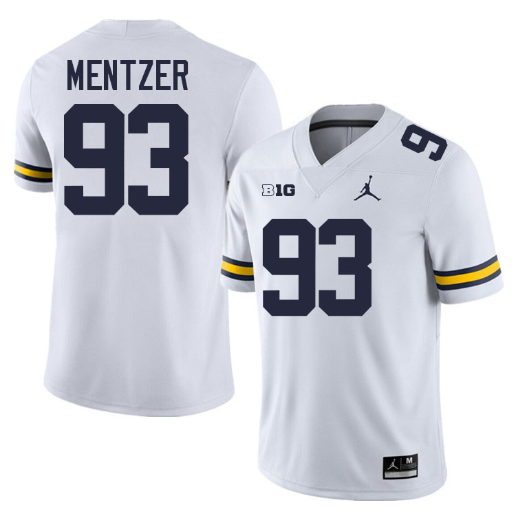 Charlie Mentzer Michigan Jersey,Michigan Wolverines #93 Charlie Mentzer Jersey Youth-White